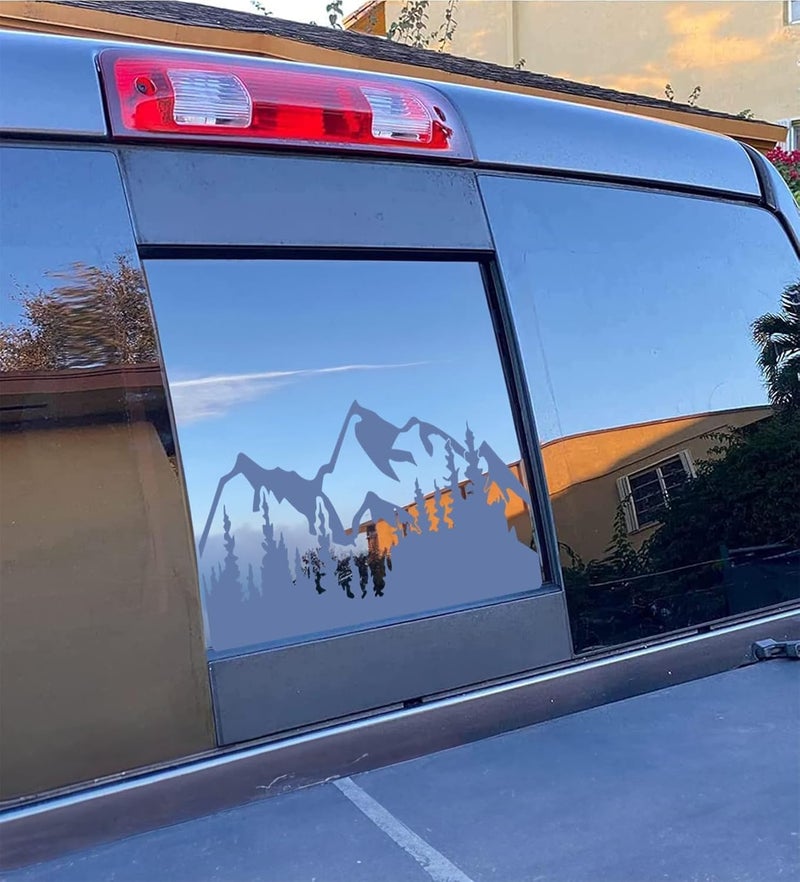 xinghe for Dodge Ram 2009 to 2024, American Flag Decals Stickers for Truck Back Middle Window, Matte Black USA Flag Decal for Truck Back Sliding Window (Matte Black Mountain) - Image 1